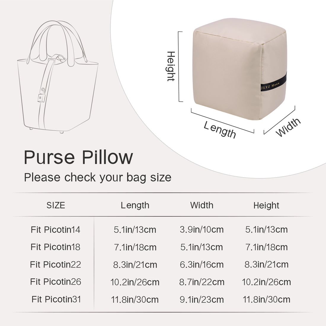 Shaper for Picotin/In-The-Loop Bag, Velvet Bag Pillow Shapers for Luxury Tote&Purse, Superior Resilience