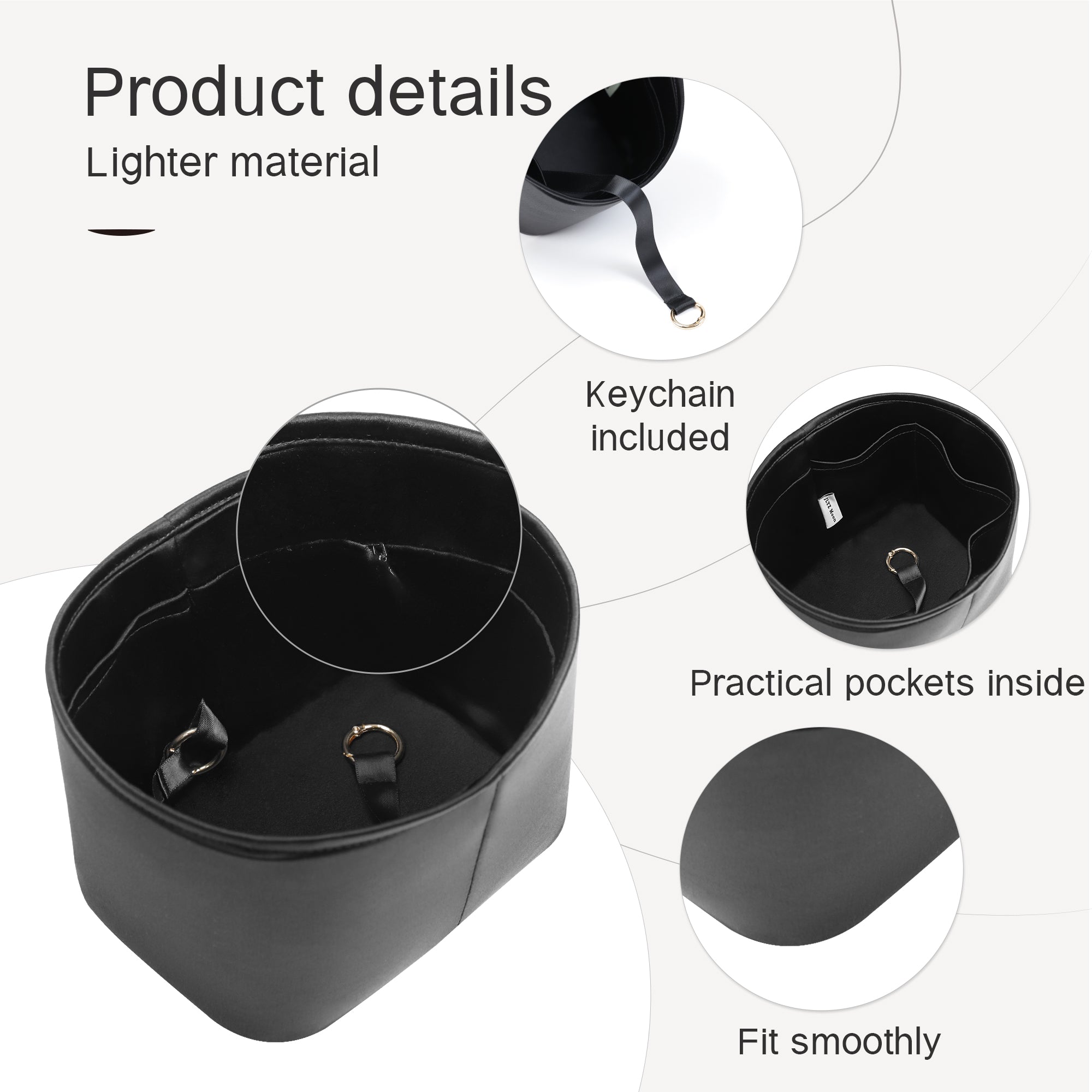 Silky Bag Insert Organizer 2 Set Fit for Picotin 18/22, Silk Liner and Storage Pouch, Fit for Hermes Picotin 18/22