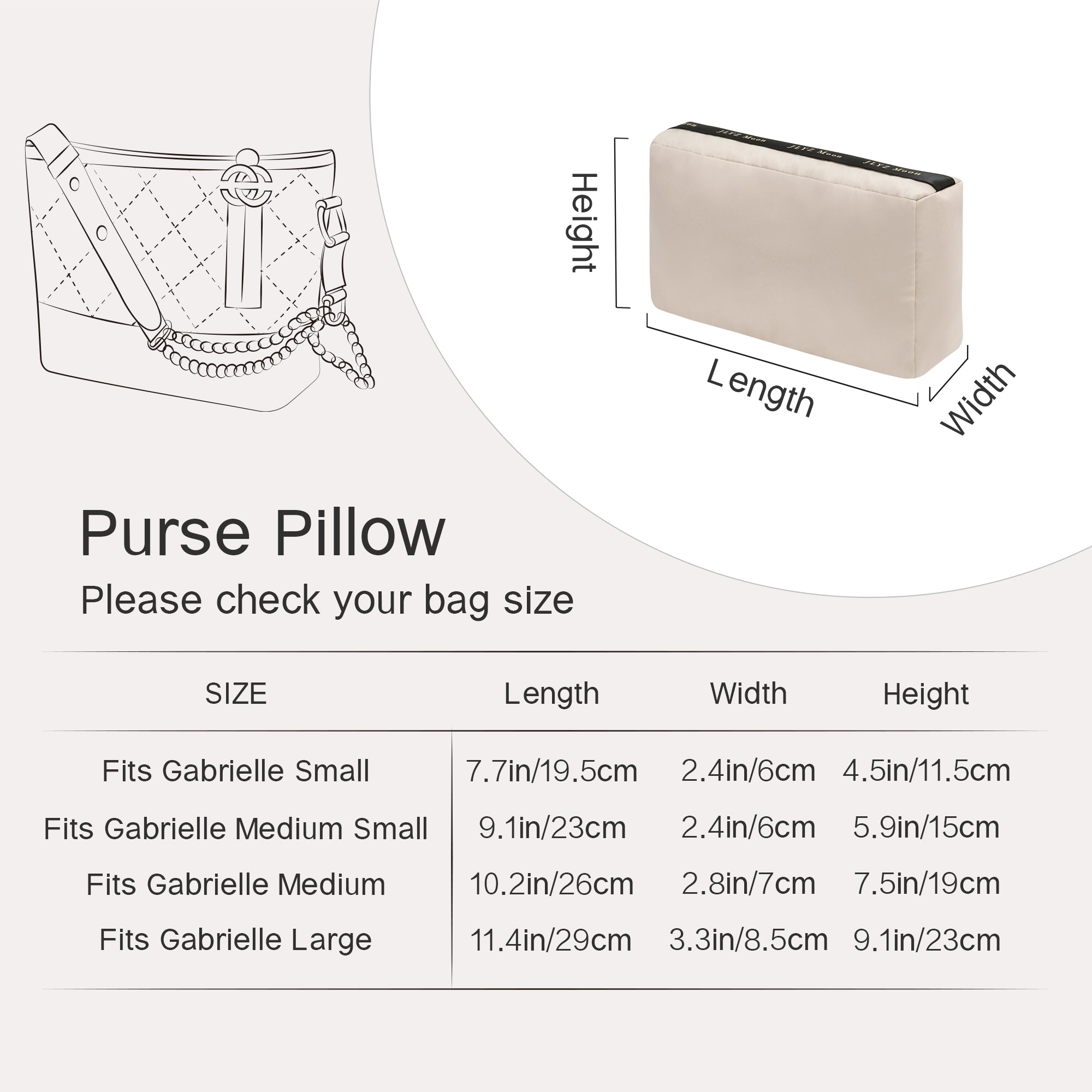Shaper for Chanel 19/ Gabrielle Bag, Velvet Bag Pillow Shapers for Luxury Tote & Purse