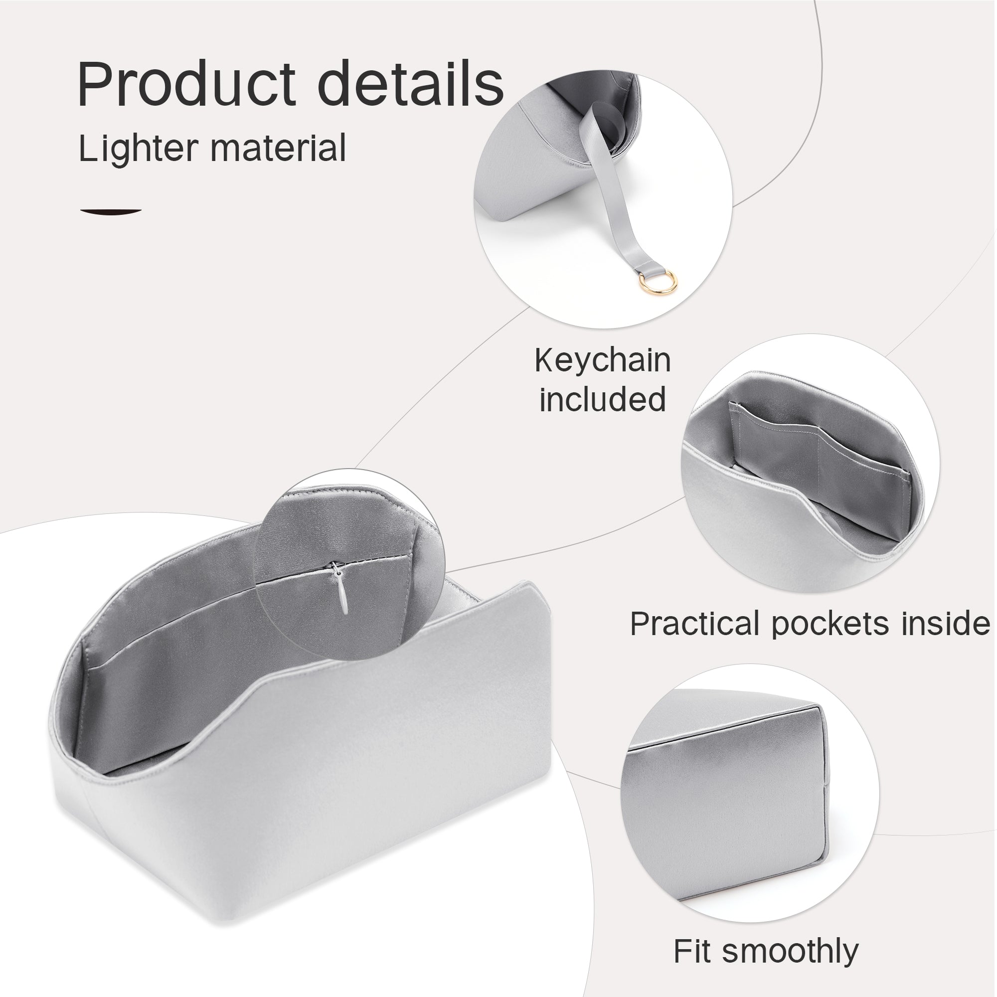 Silky Purse Insert Organizer 3 Set for Toujours Bags, Silk Touch Bag Organizer, Luxury Handbag Shaper,Lightweight and Soft Touch