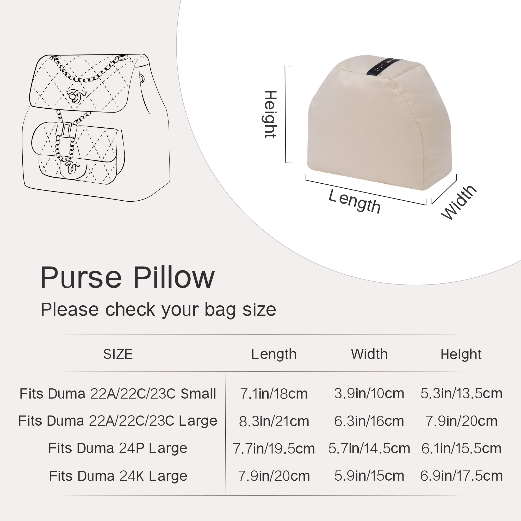 Shaper for Chanel Duma/ Salzburg Bag, Velvet Bag Pillow Shapers for Luxury Tote & Purse