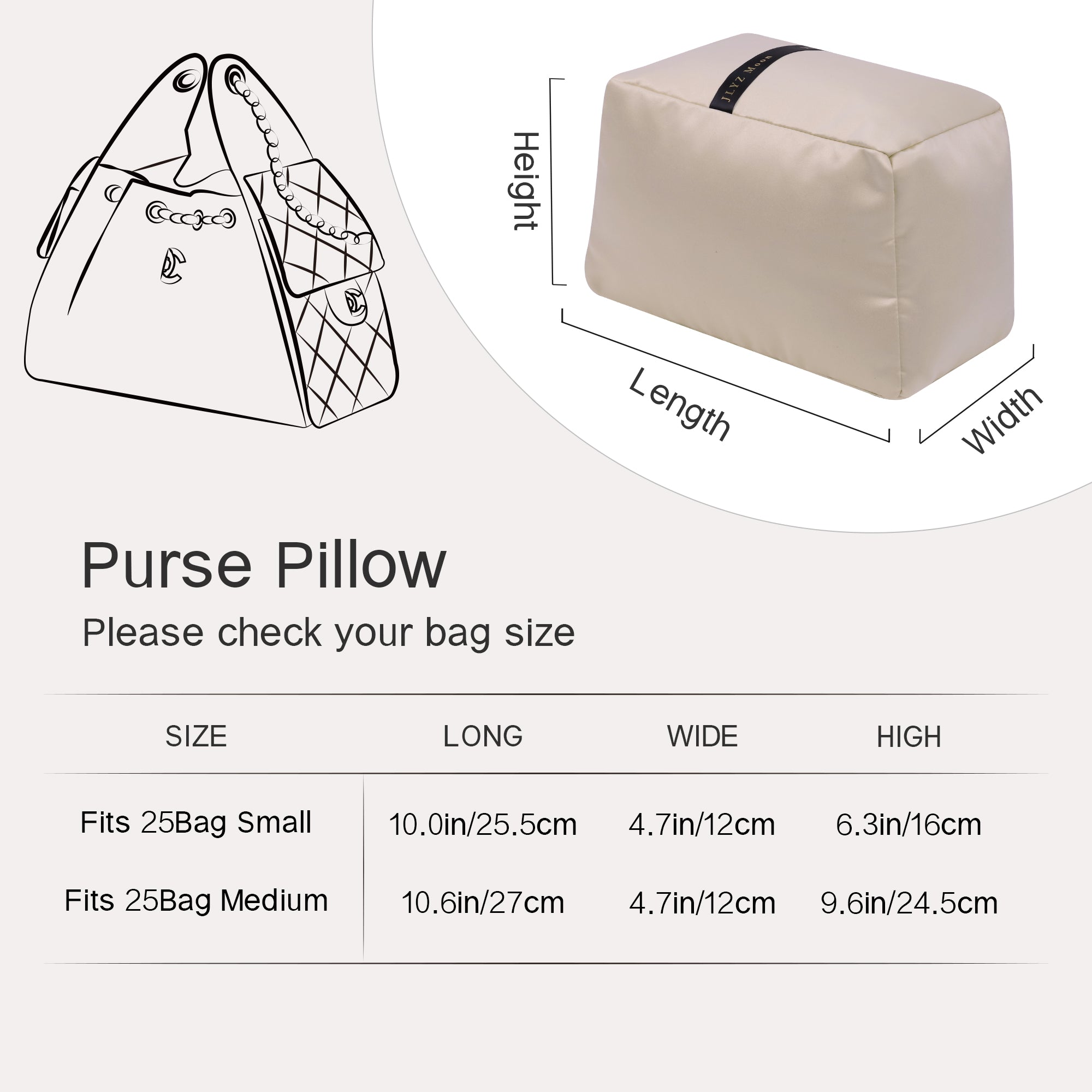 Shaper for 25C Hobo Bag, Velvet Bag Pillow Shapers for Luxury Tote & Purse