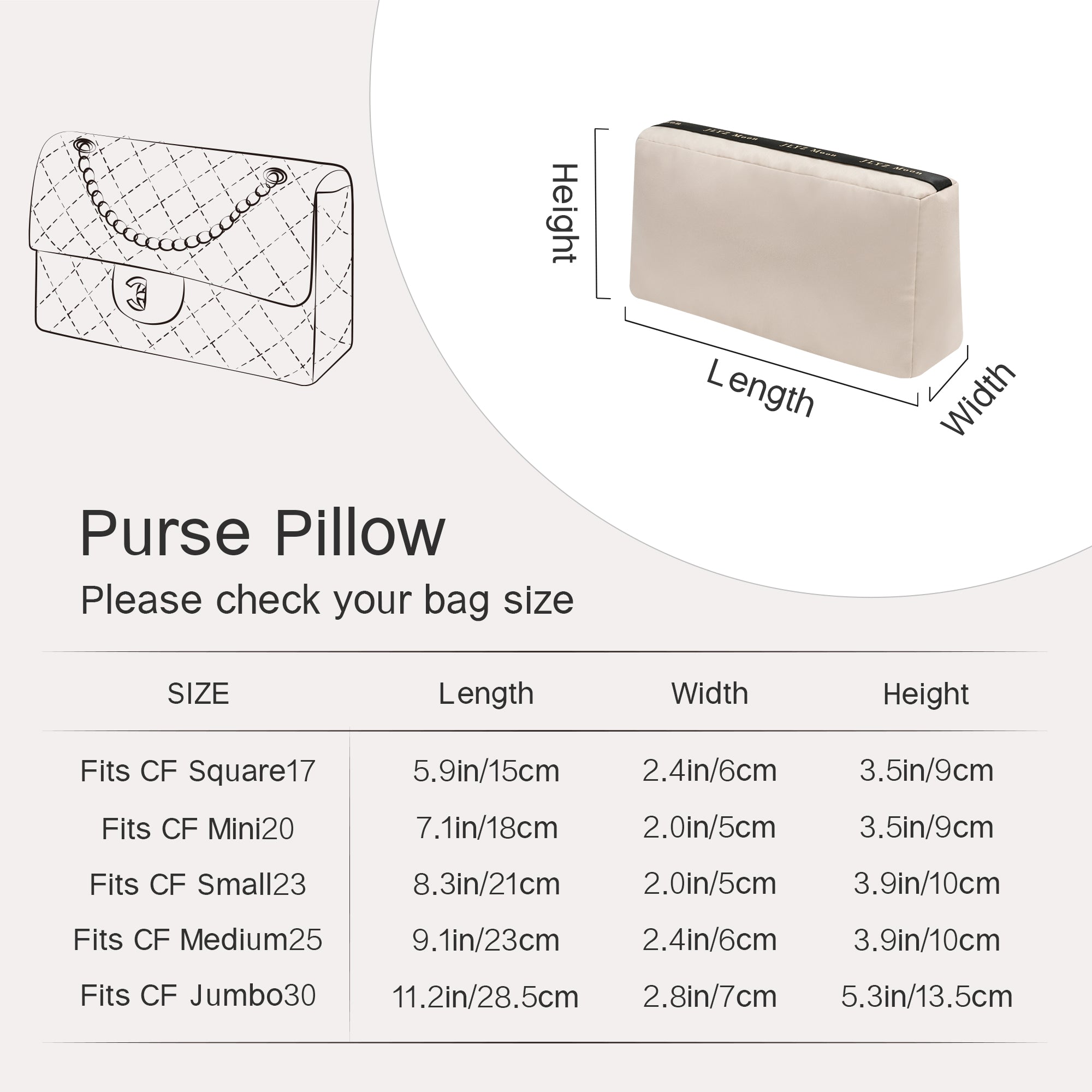 Shaper for CF Bag, Velvet Bag Pillow Shapers for Luxury Tote & Purse