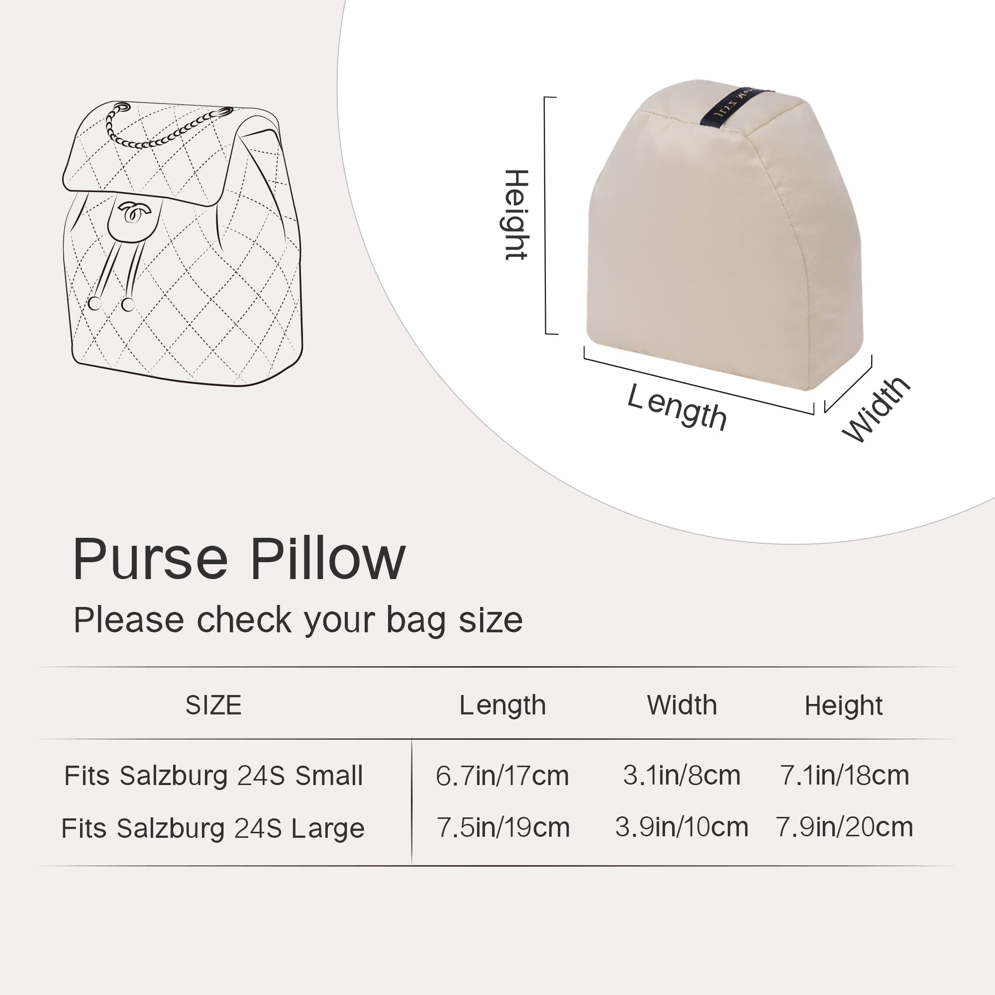 Shaper for Chanel Duma/ Salzburg Bag, Velvet Bag Pillow Shapers for Luxury Tote & Purse