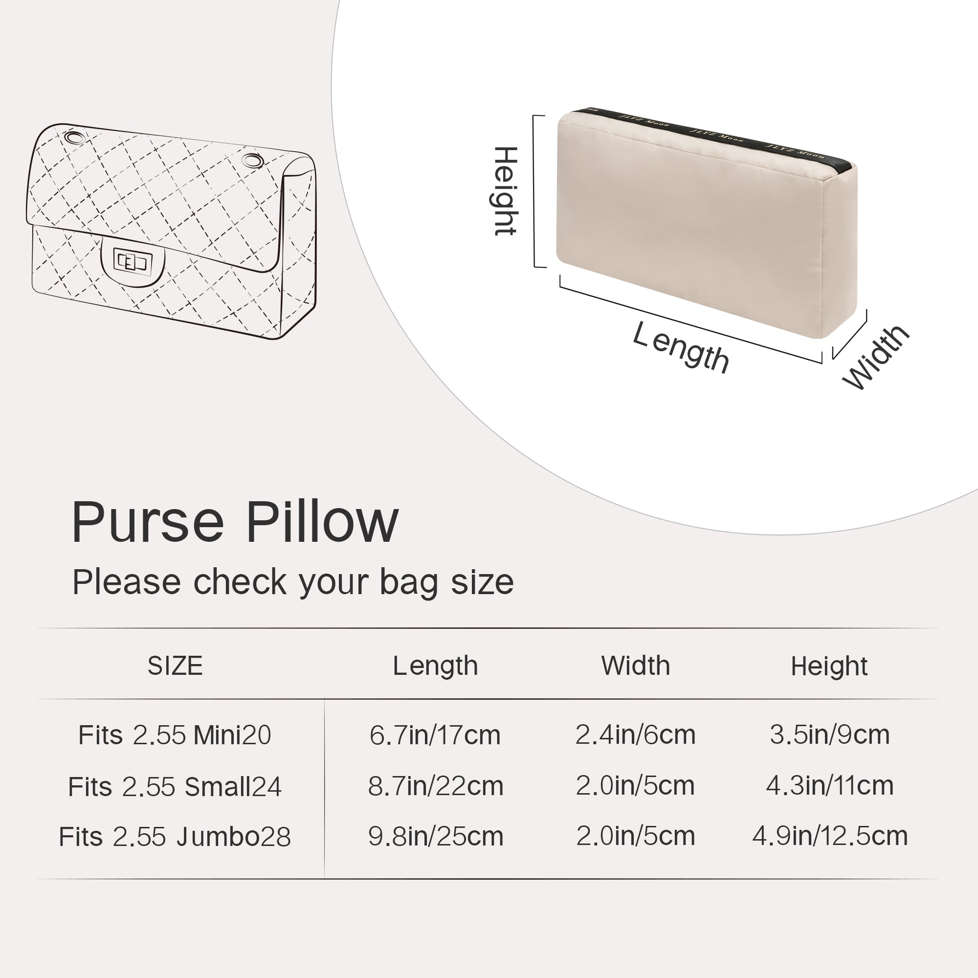 Shaper for Chanel 2.55/ Leboy/ Gabrielle Backpack/ Diana Bag, Velvet Bag Pillow Shapers for Luxury Tote & Purse