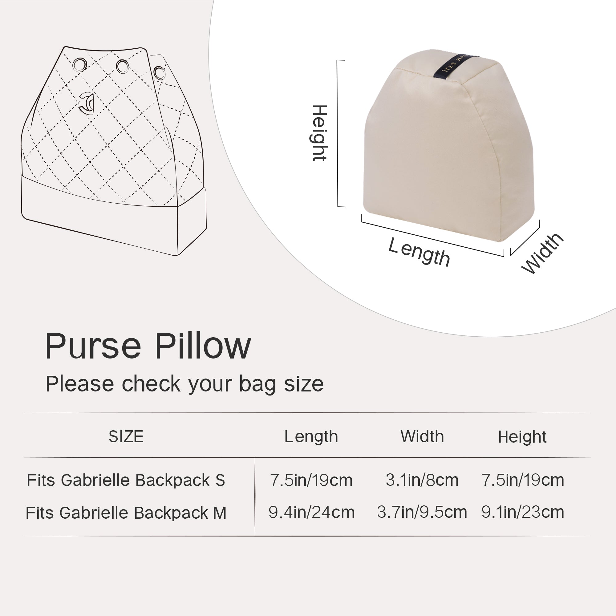 Shaper for Chanel 2.55/ Leboy/ Gabrielle Backpack/ Diana Bag, Velvet Bag Pillow Shapers for Luxury Tote & Purse