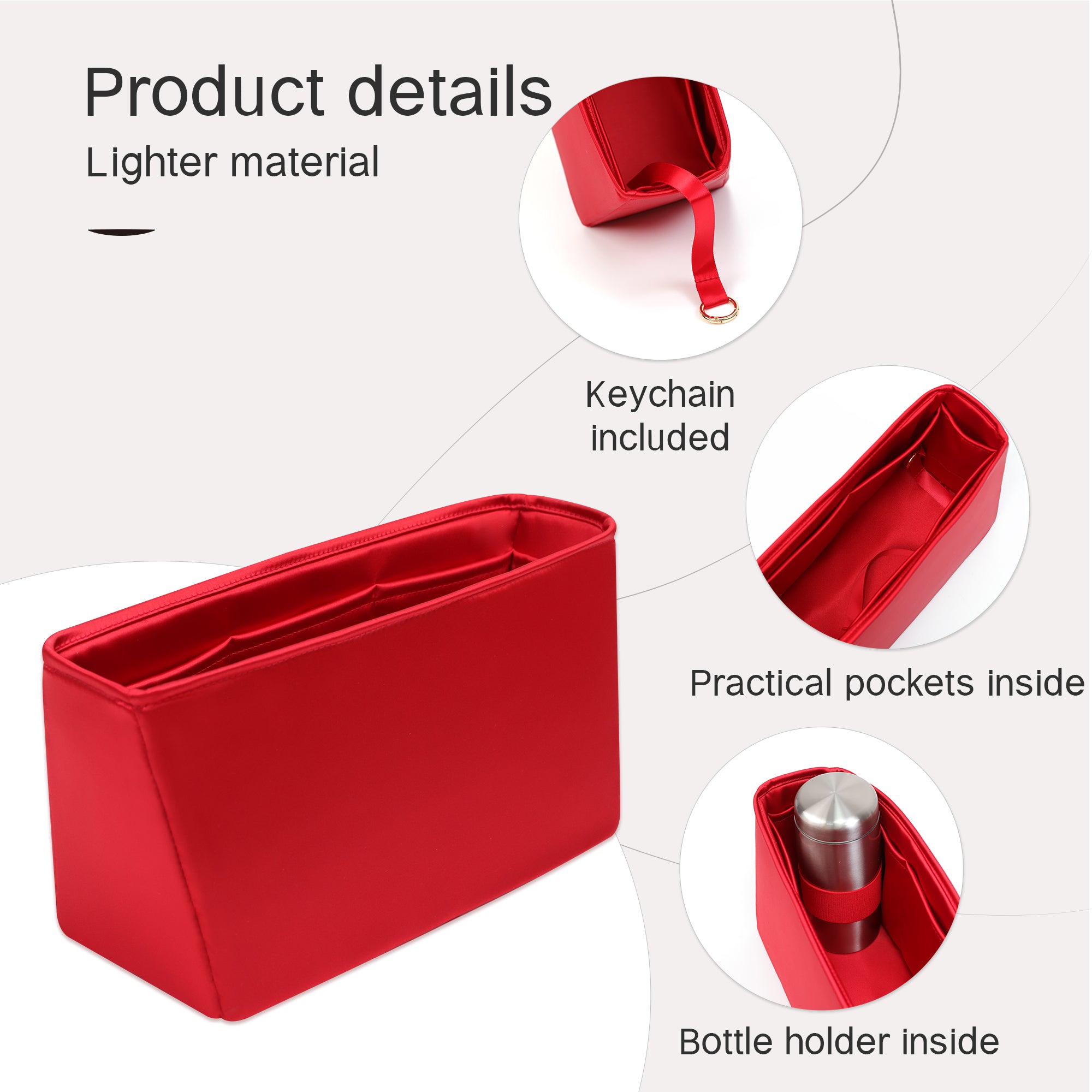 Silky Purse Insert Organizer 3 Set for Neverfull Bags, Silk Touch Bag Organizer, Luxury Handbag Shaper,Lightweight and Soft Touch