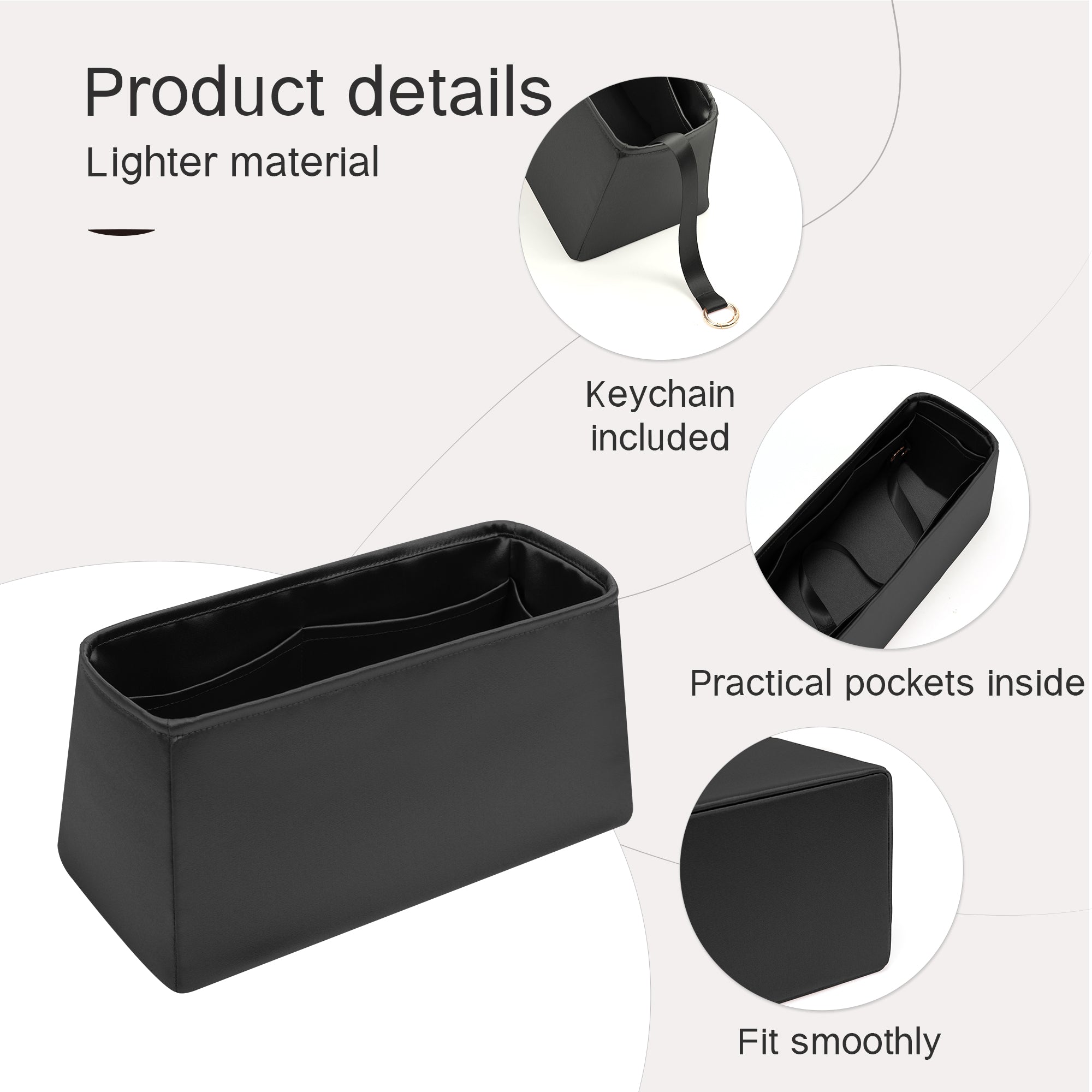 Silky Bag Insert Organizer 3 Set Fit for Kelly Pochette/Mini II/20/Danse/2424 mini, Silk Liner and Storage Pouch