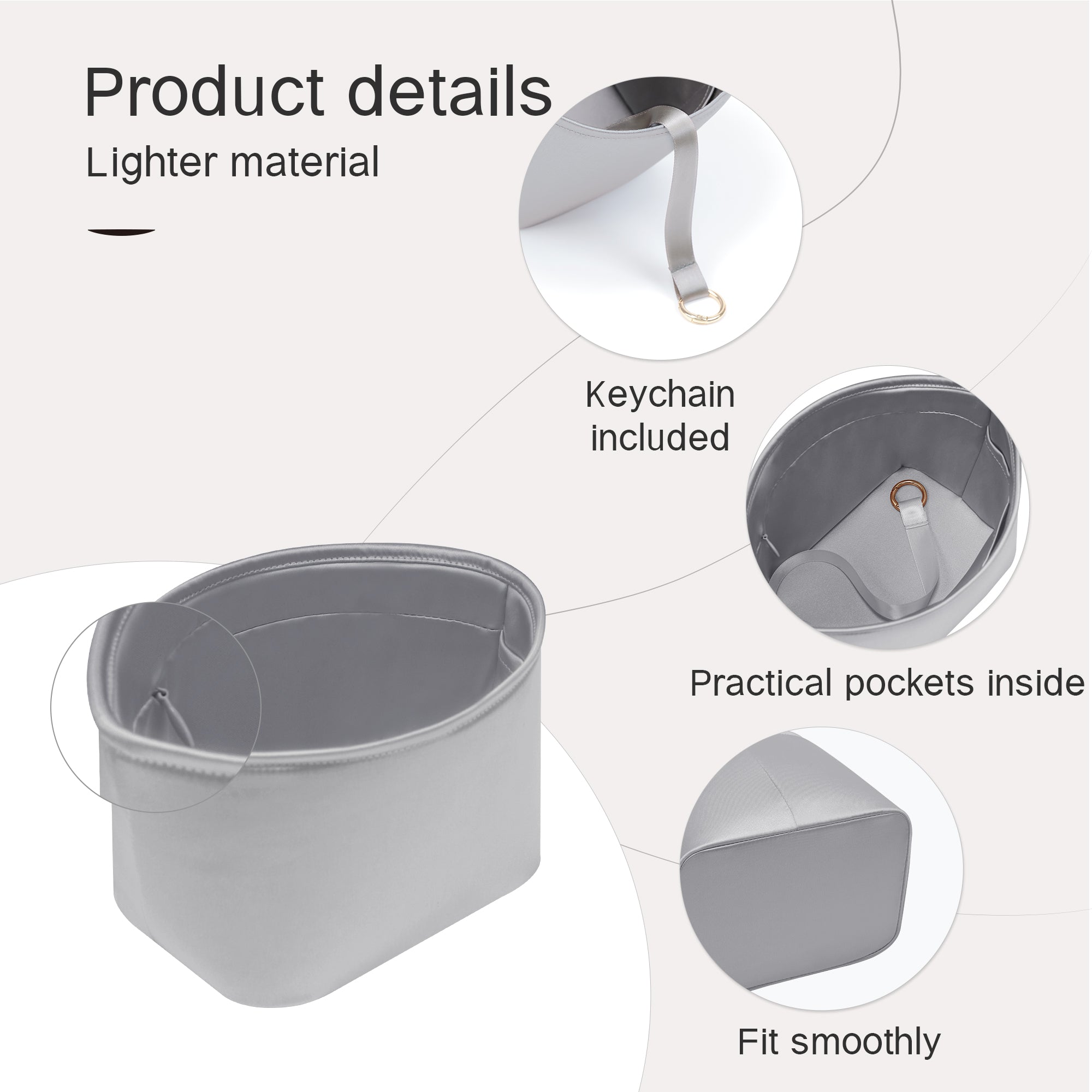 Silky Purse Insert Organizer 3 Set for Toujours Vertical Bags, Silk Touch Bag Organizer, Luxury Handbag Shaper,Lightweight and Soft Touch