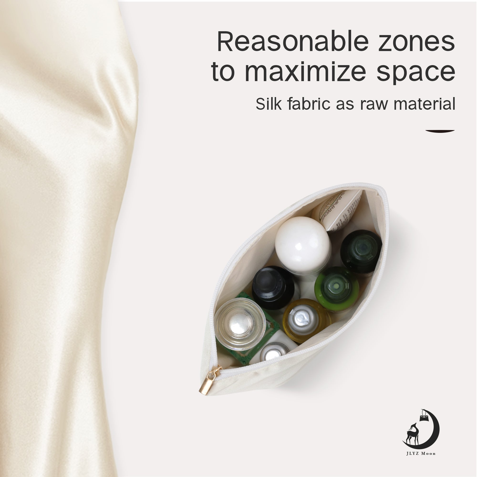 Travel Makeup Bag, silk Cosmetic Bag, Travel Toiletry Bag Organizer Cute Makeup Brushes Aesthetic Accessories Storage Bag for Women