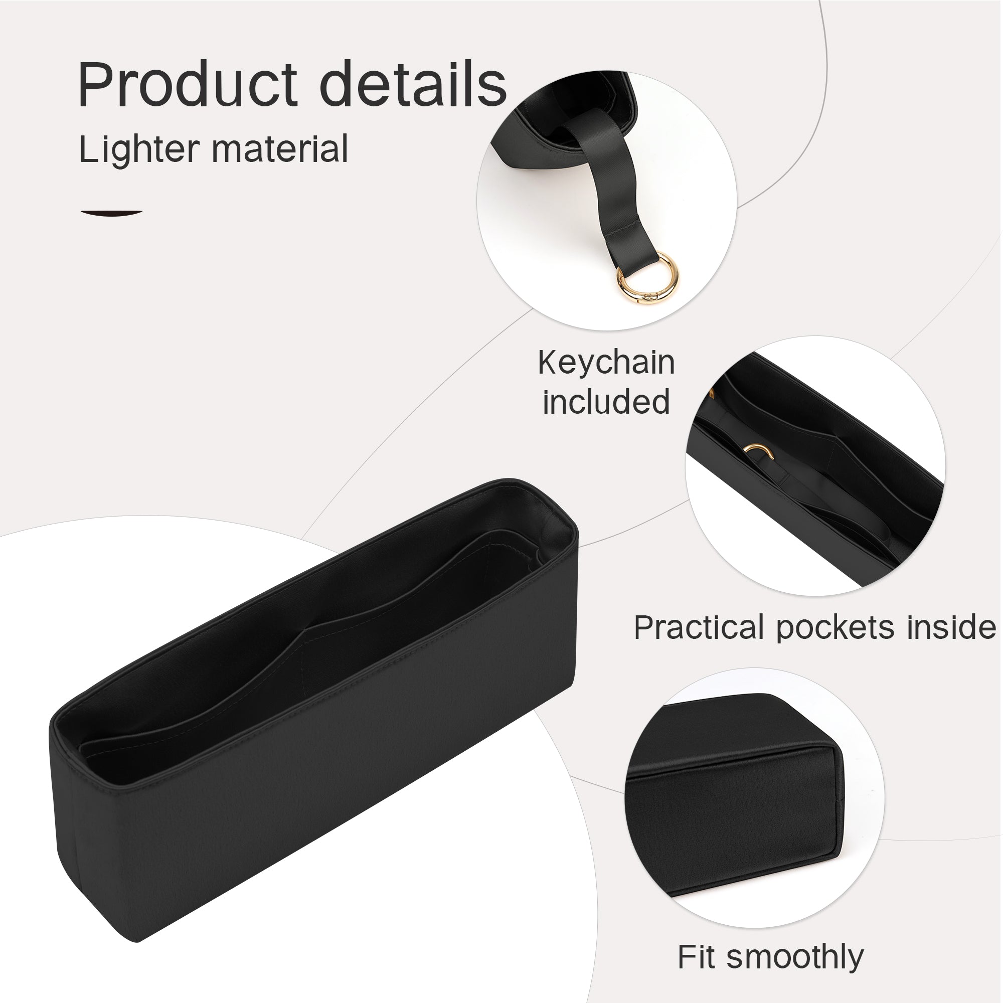 JLYZ Moon Silky Purse Insert Organizer 3 Set for Chanel CF Handle Bags, Silk Touch Bag Organizer, Luxury Handbag Shaper,Lightweight