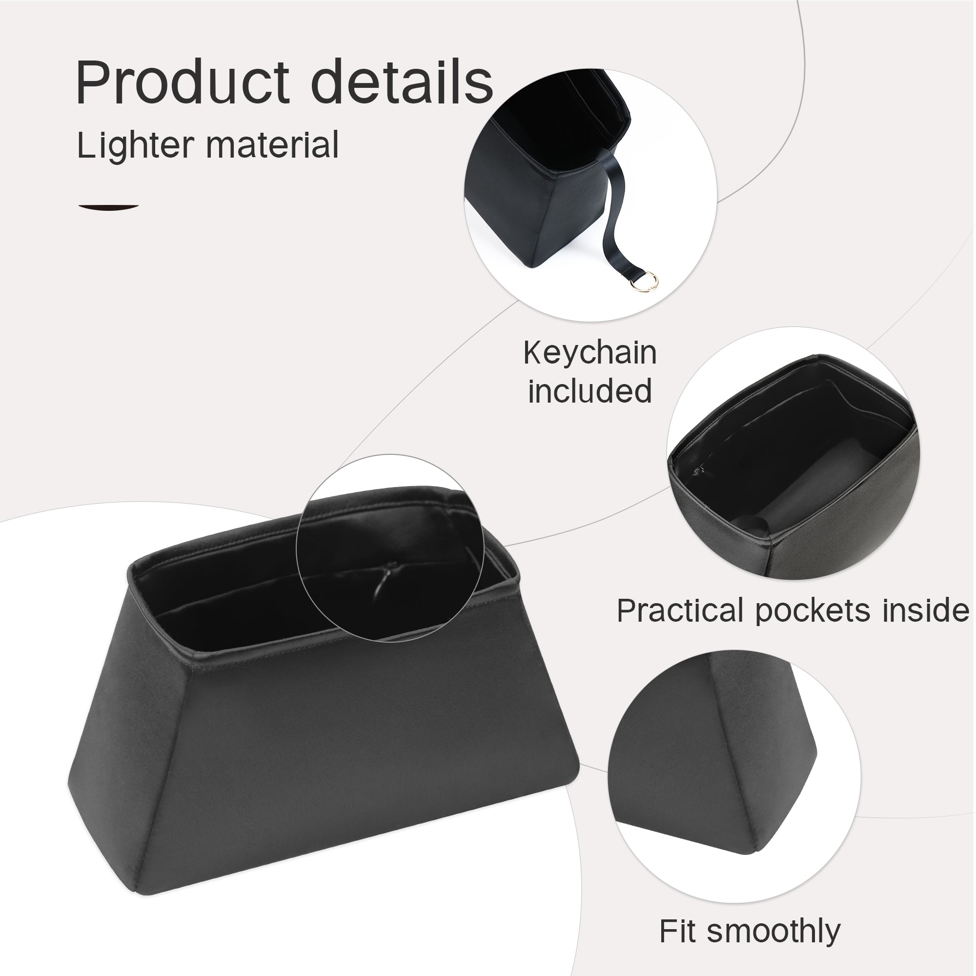 Silky Purse Insert Organizer 3 Set for Chanel 25C Hobo Bags, Silk Touch Bag Organizer, Luxury Handbag Shaper,Lightweight