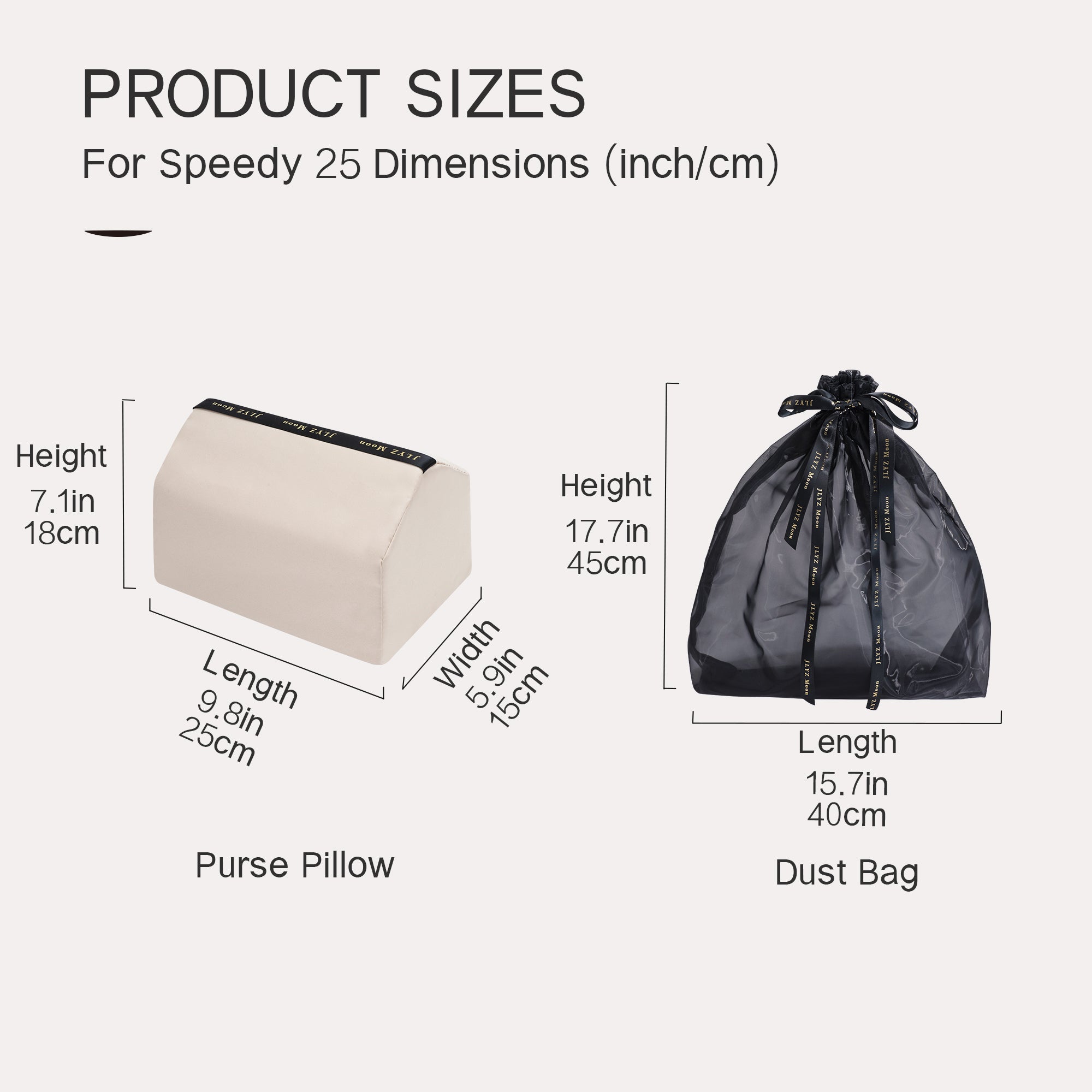 Purse Pillow 2 Set for Speedy Bags, Memory Foam Bag Shaper and Dust Bag Set, Superior Resilience