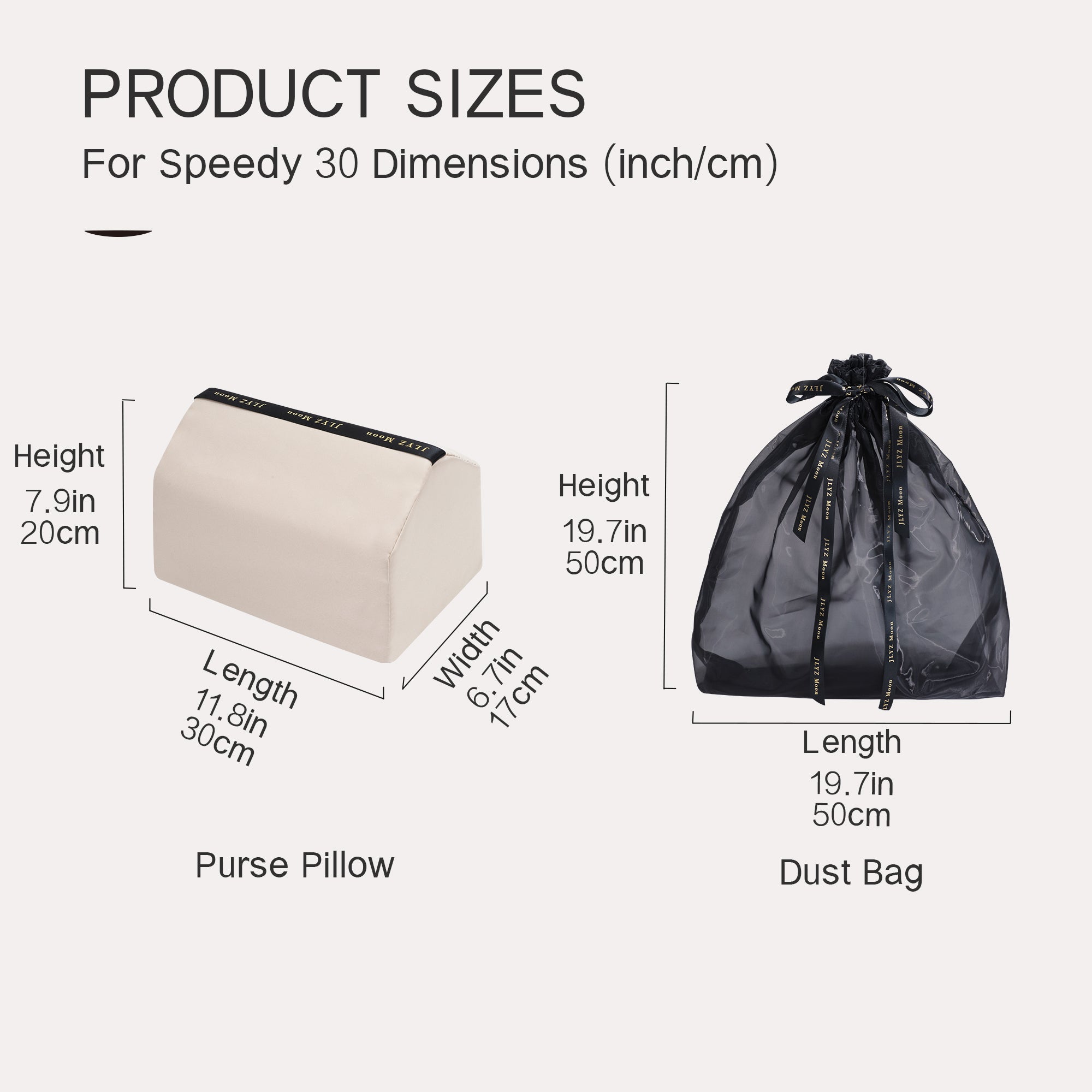 Purse Pillow 2 Set for Speedy Bags, Memory Foam Bag Shaper and Dust Bag Set, Superior Resilience