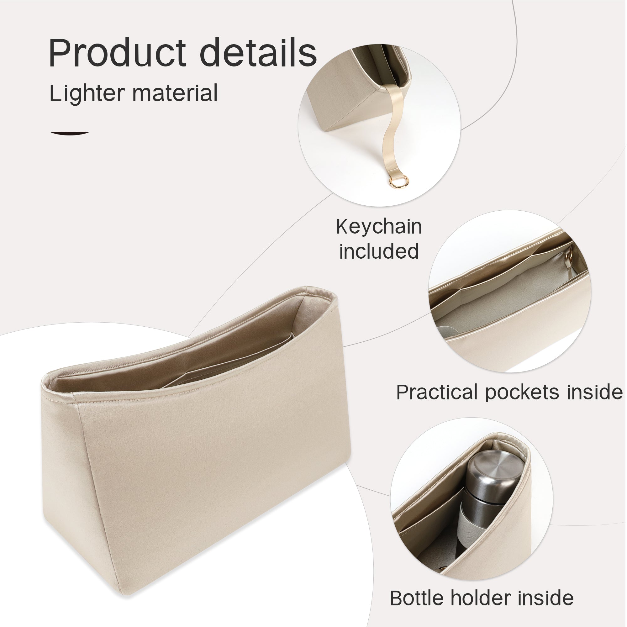 Silky Purse Insert Organizer 3 Set for Go-yard Hobo Bags, Silk Touch Bag Organizer, Luxury Handbag Shaper,Lightweight