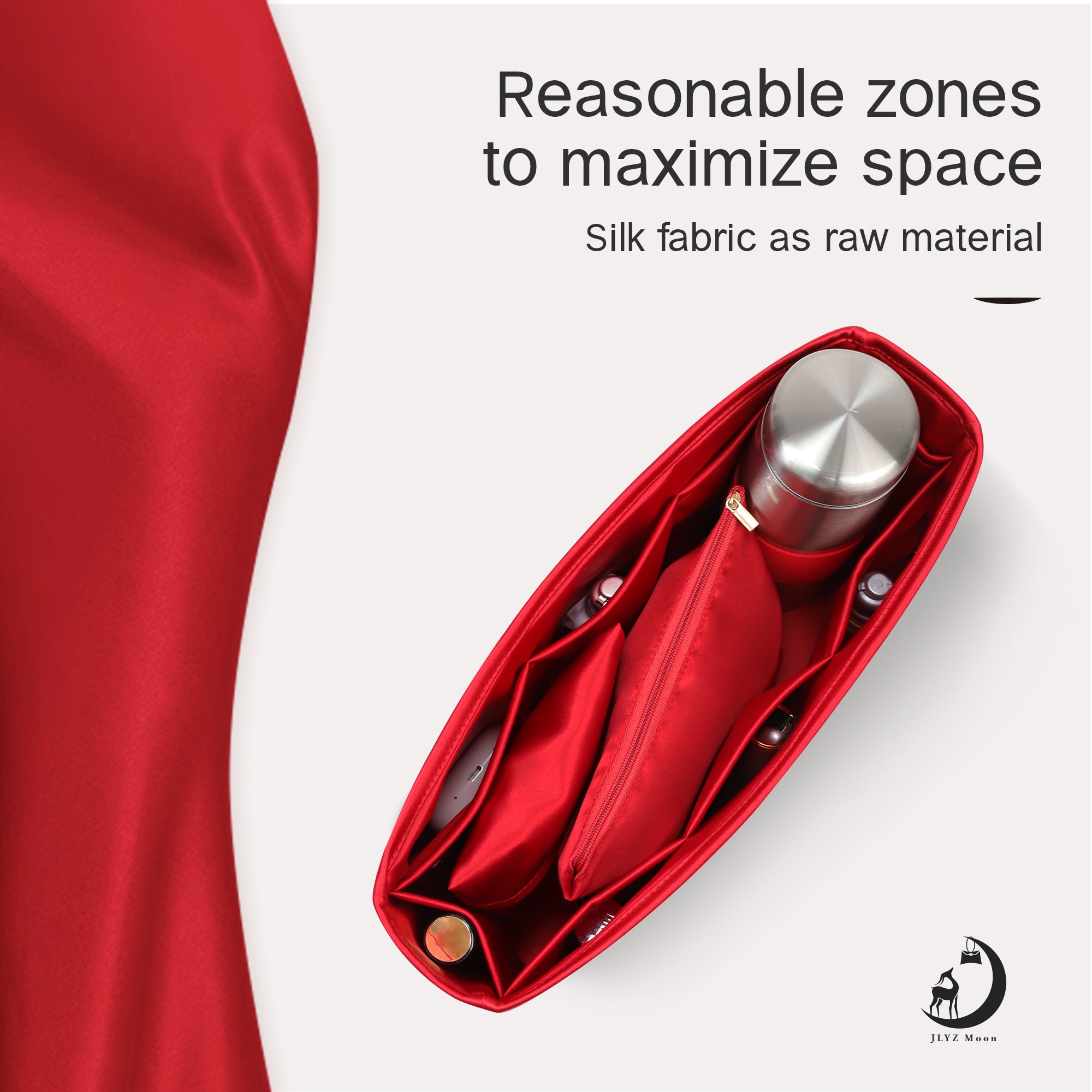 Silky Purse Insert Organizer 3 Set for Neverfull Bags, Silk Touch Bag Organizer, Luxury Handbag Shaper,Lightweight and Soft Touch