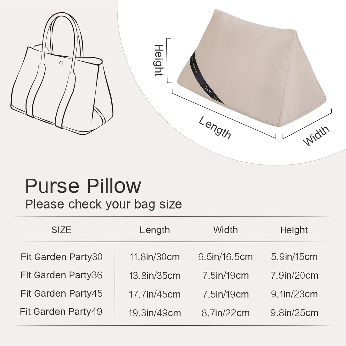 Pillow Insert for Garden Party Bag, Velvet Bag Shapers for Luxury Handbag, Superior Resilience, Exclusively for Garden Party Bag