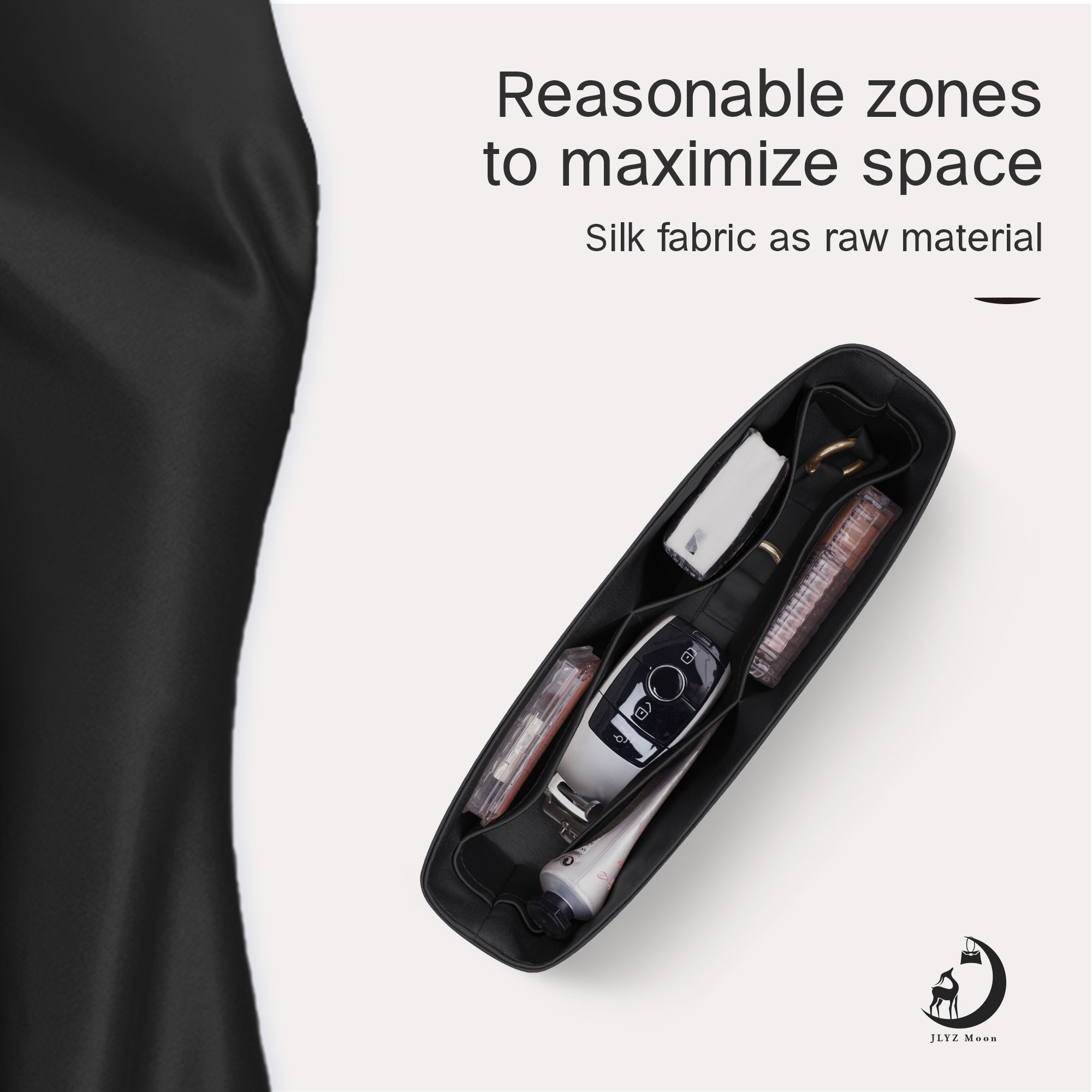 JLYZ Moon Silky Purse Insert Organizer 3 Set for Chanel CF Handle Bags, Silk Touch Bag Organizer, Luxury Handbag Shaper,Lightweight