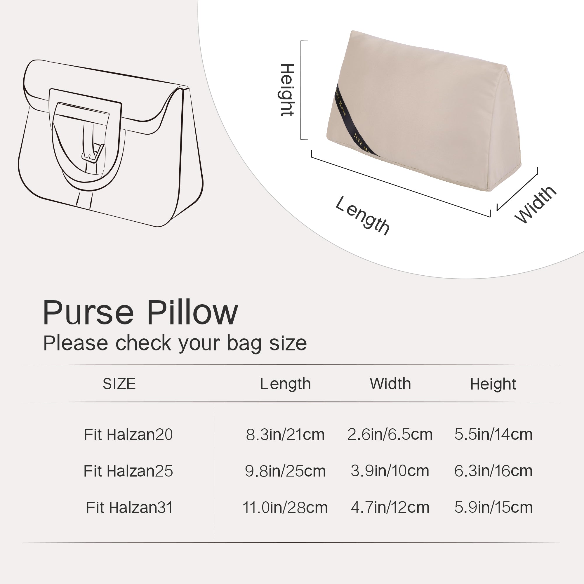 Pillow Insert for Halzan Bag, Velvet Bag Pillow Shapers for Luxury Handbag, Superior Resilience, Exclusively for Halzan Bag