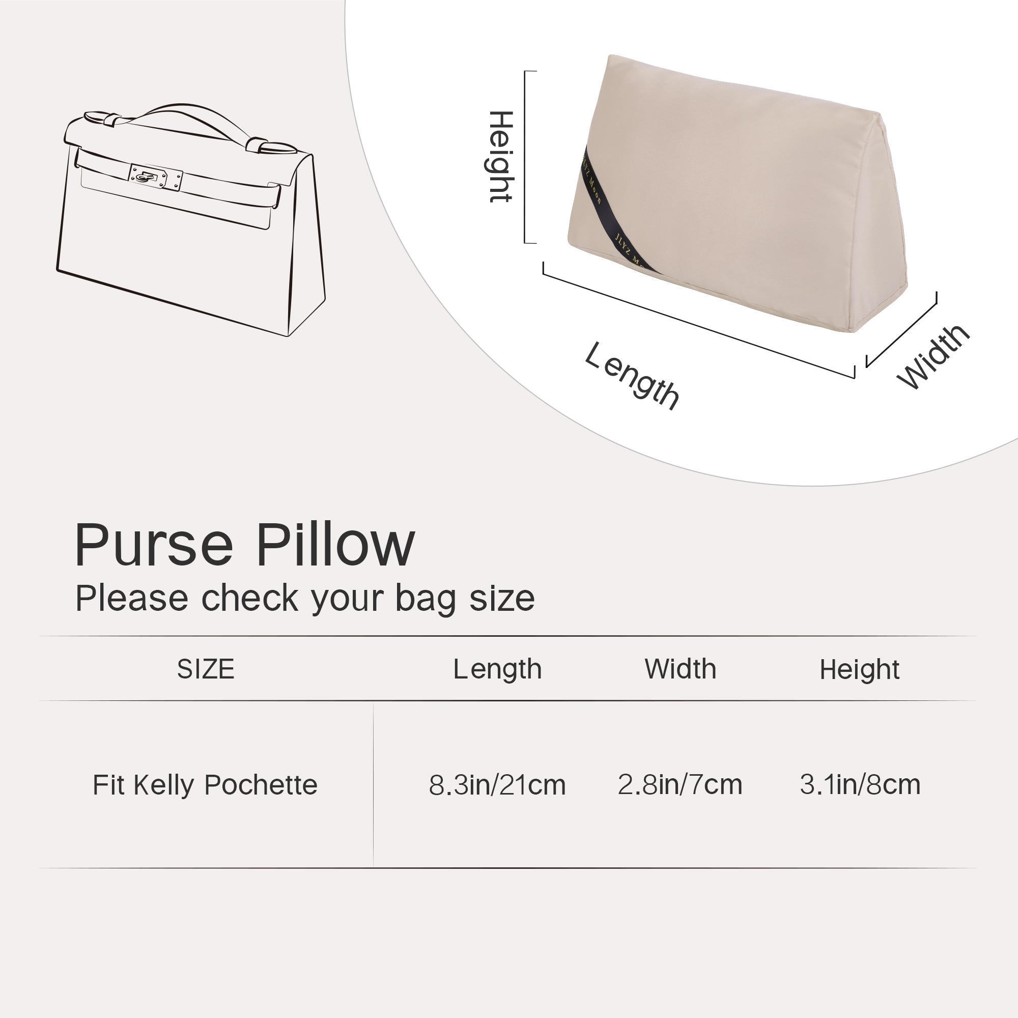 Purse Pillow Insert for Hermes Kelly Bags, Velvet Bag Shapers, Superior Resilience, Exclusively for Kelly Bag