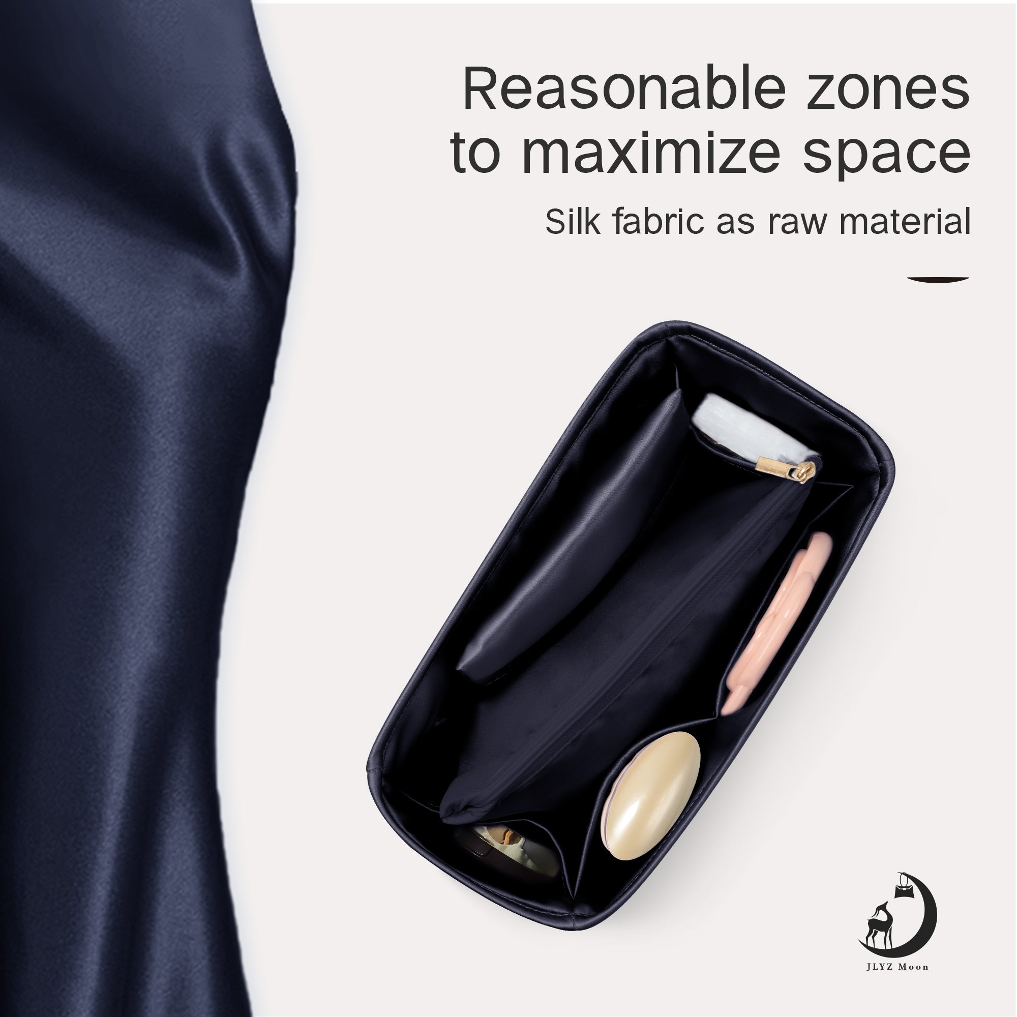 Silky Purse Insert Organizer 3 Set for Booktote Bags, Silk Touch Bag Organizer, Luxury Handbag Shaper,Lightweight