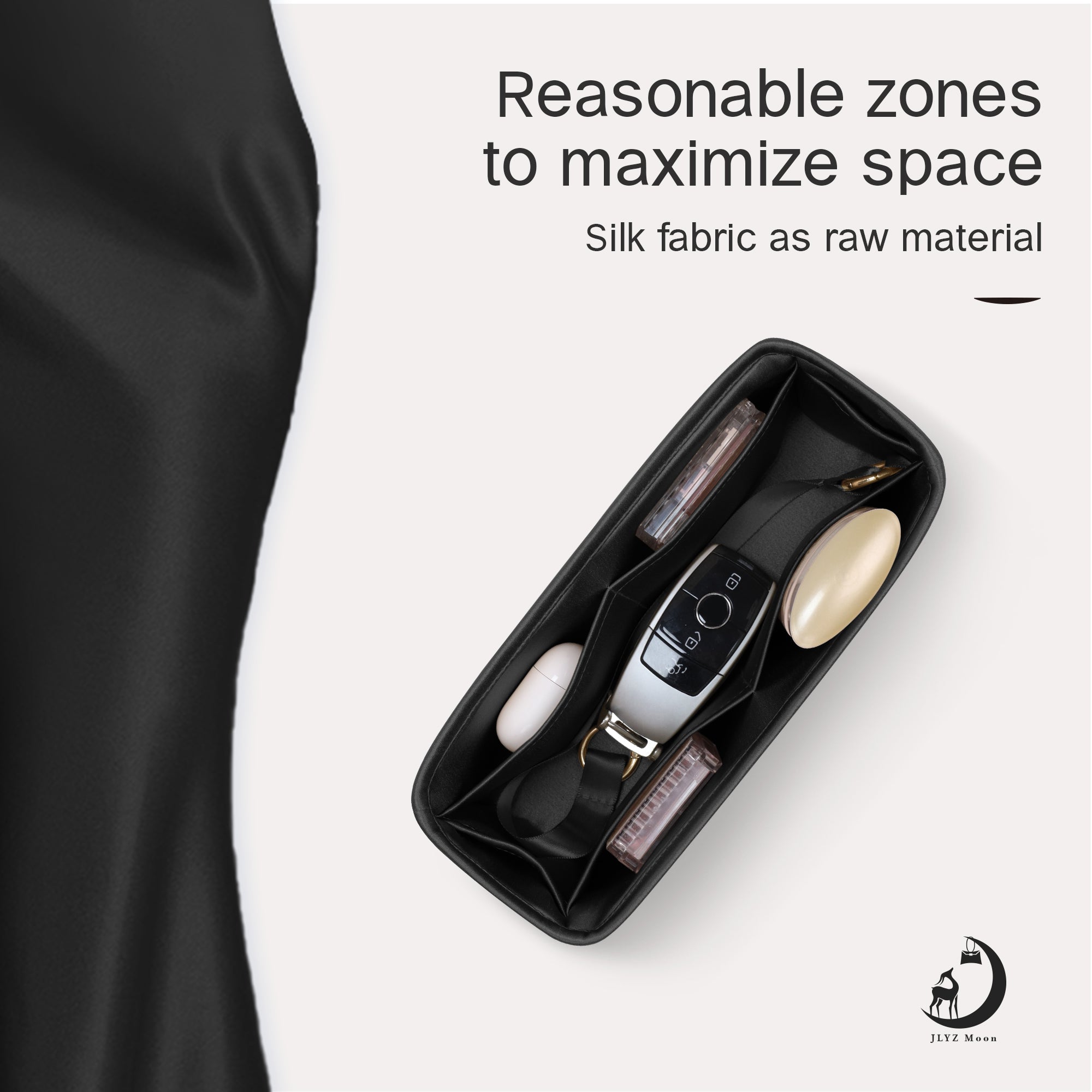 JLYZ Moon Silky Purse Insert Organizer 3 Set for Chanel 19/Gabrielle Bags, Silk Touch Bag Organizer, Luxury Handbag Shaper,Lightweight