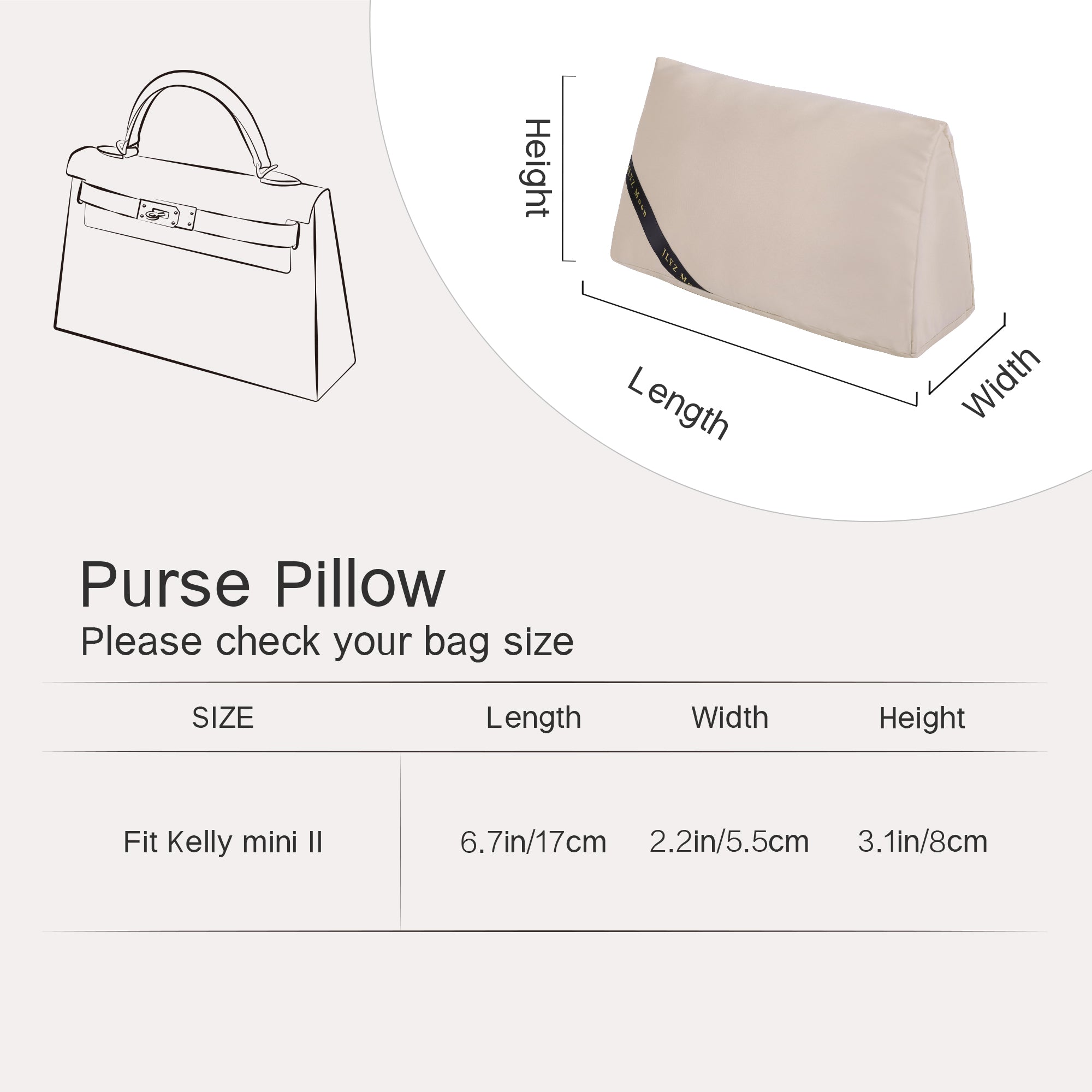 Purse Pillow Insert for Hermes Kelly Bags, Velvet Bag Shapers, Superior Resilience, Exclusively for Kelly Bag