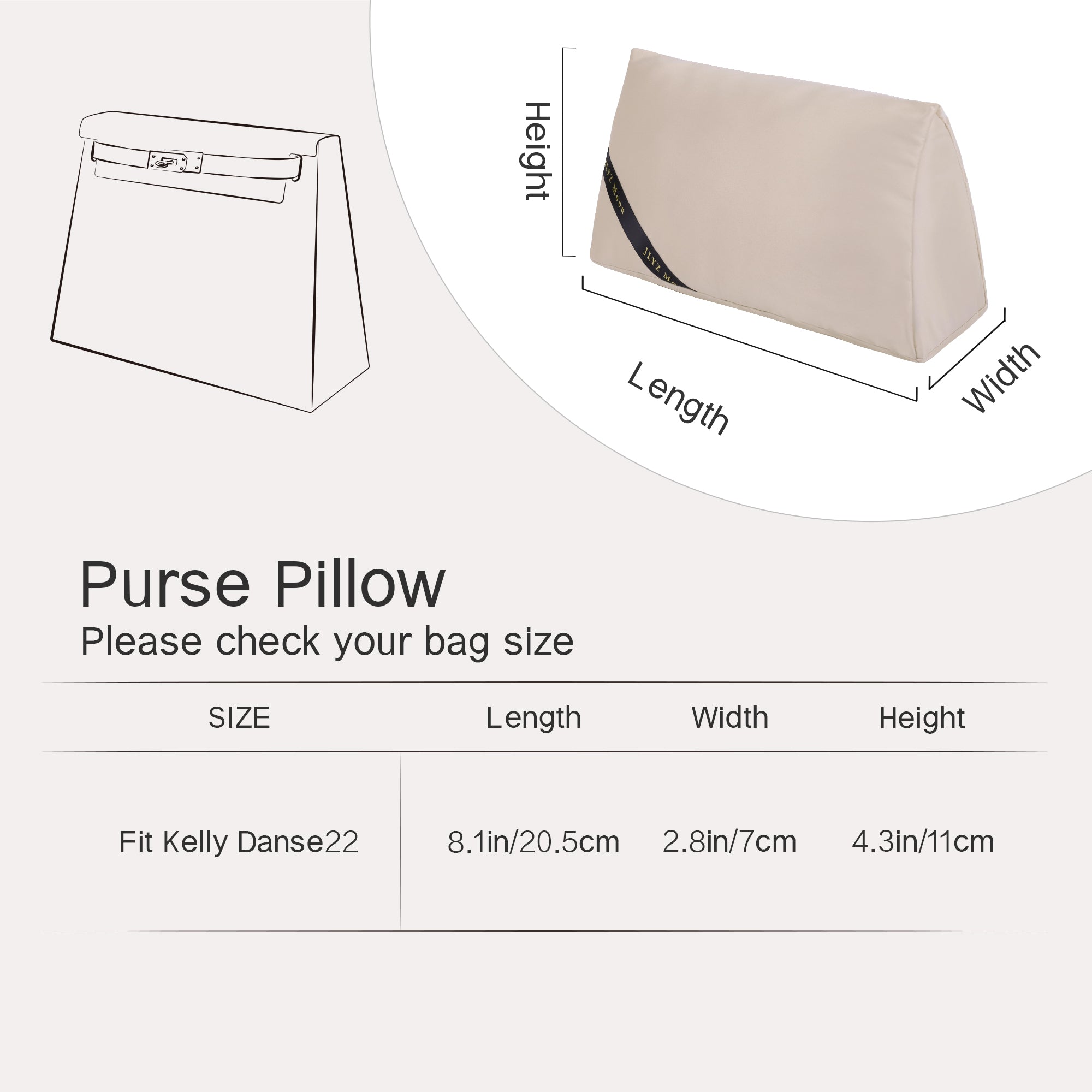 Purse Pillow Insert for Hermes Kelly Bags, Velvet Bag Shapers, Superior Resilience, Exclusively for Kelly Bag
