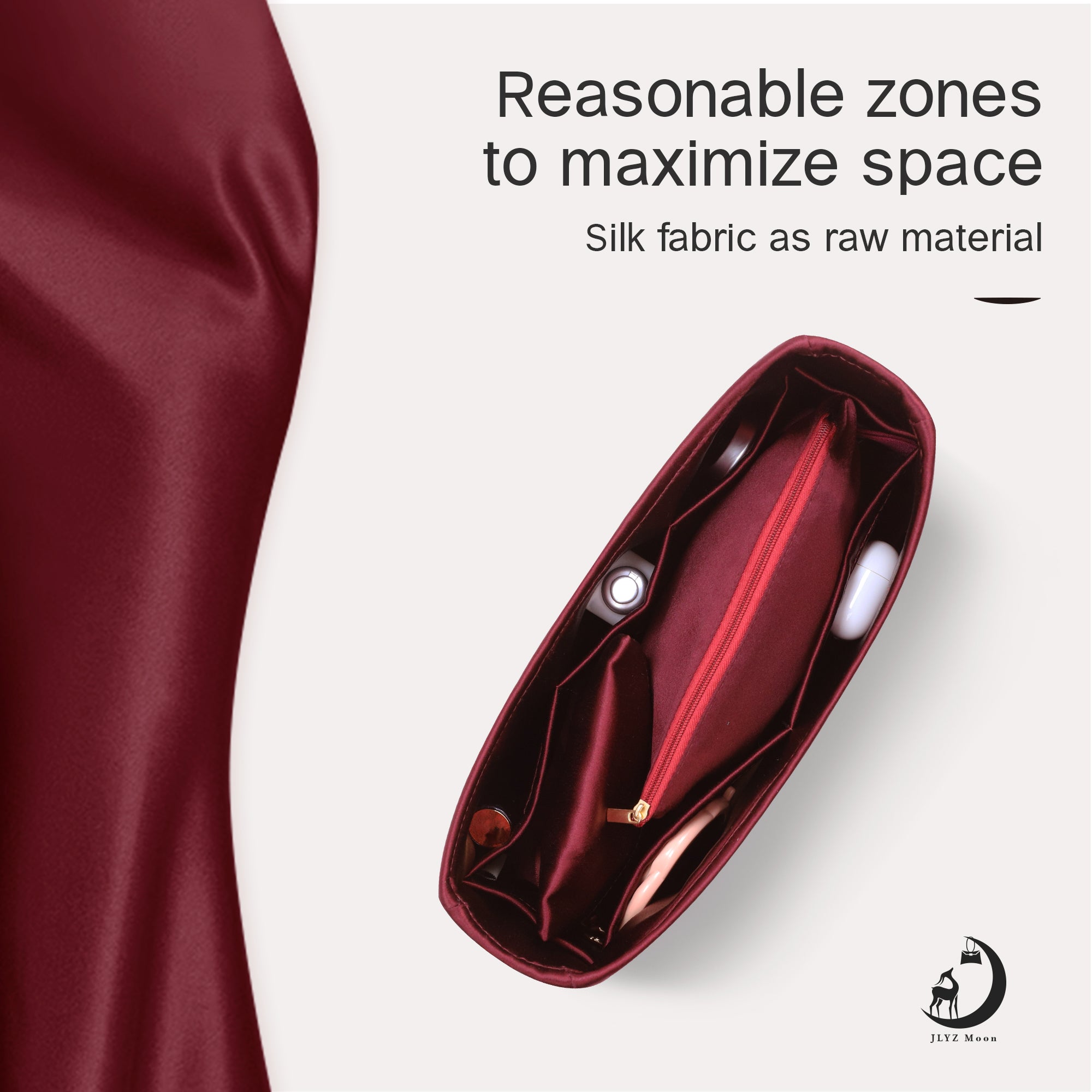 Silky Purse Insert Organizer 3 Set for Carryall Bags, Silk Touch Bag Organizer, Luxury Handbag Shaper,Lightweight