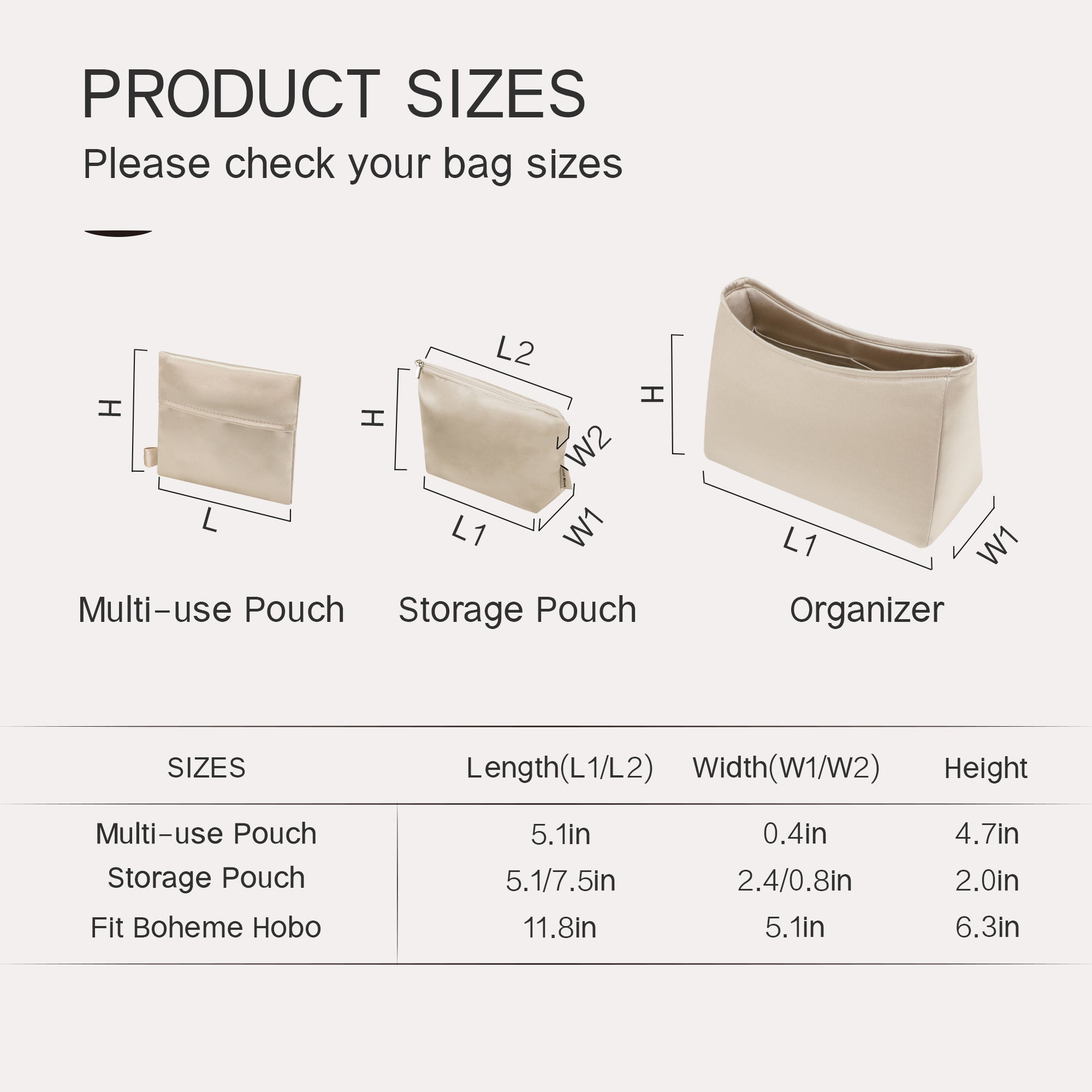 Silky Purse Insert Organizer 3 Set for Go-yard Hobo Bags, Silk Touch Bag Organizer, Luxury Handbag Shaper,Lightweight