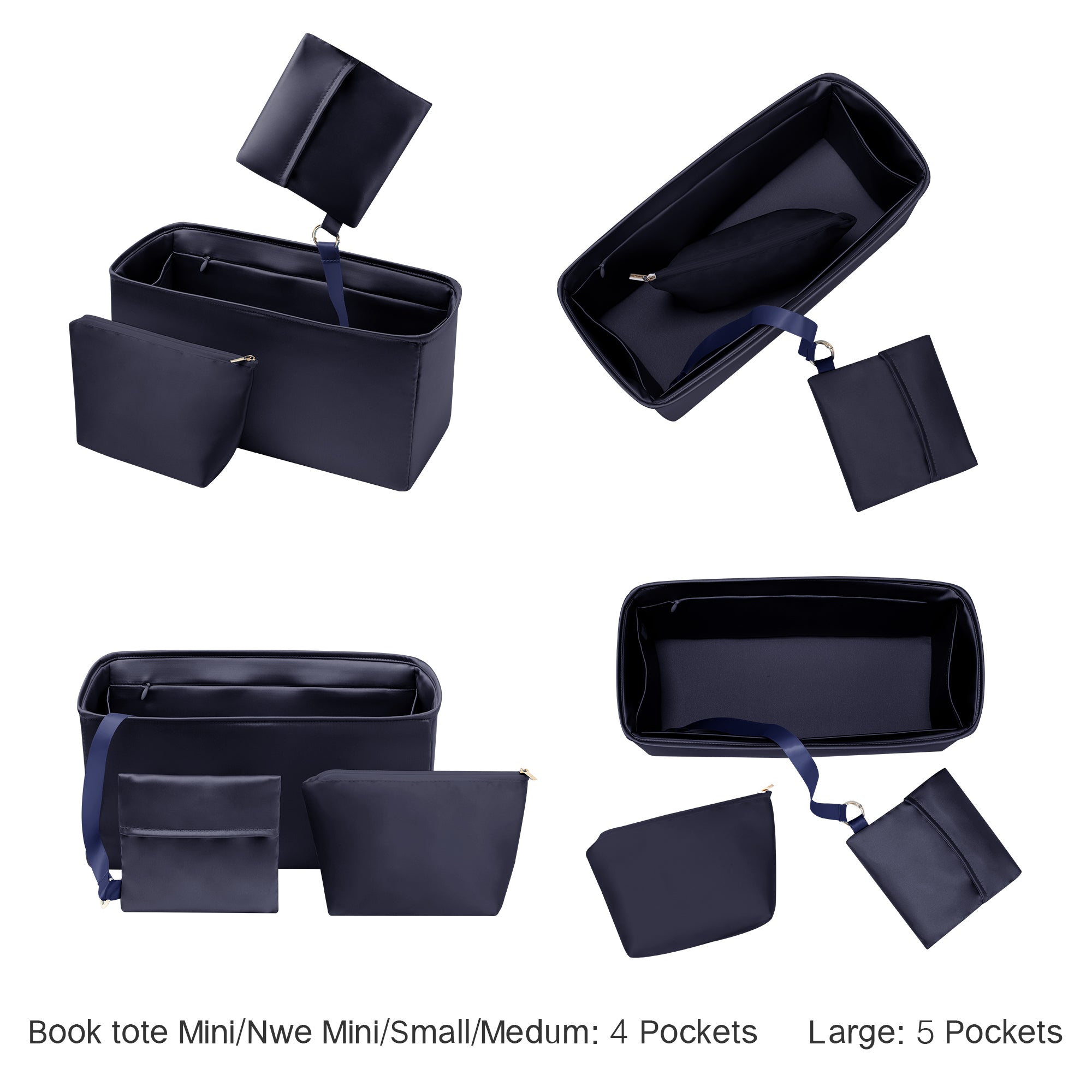 Silky Purse Insert Organizer 3 Set for Booktote Bags, Silk Touch Bag Organizer, Luxury Handbag Shaper,Lightweight